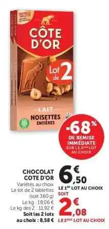 Hyper U CHOCOLAT CÔTE D'OR offre