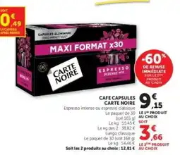 Hyper U Café Capsules Carte Noire offre