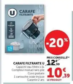 Hyper U CARAFE FILTRANTE U offre