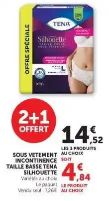 Hyper U SOUS VETEMENT INCONTINENCE TAILLE BASSE TENA SILHOUETTE offre