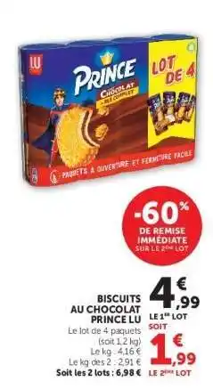 Hyper U BISCUITS AU CHOCOLAT PRINCE LU offre