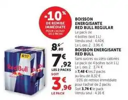 Hyper U BOISSON ENERGISANTE RED BULL REGULAR offre