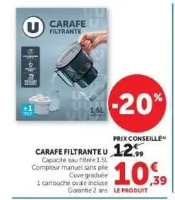 Super U CARAFE FILTRANTE U offre