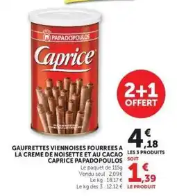 Super U Caprice Gaufrettes Viennoises Fourrées offre
