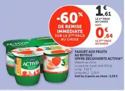 Hyper U YAOURT AUX FRUITS AU BIFIDUS OFFRE DECOUVERTE ACTIVIA offre
