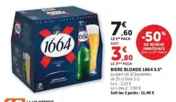 Hyper U BIERE BLONDE 1664 5,5° offre