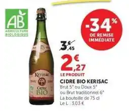 Hyper U CIDRE BIO KERISAC offre