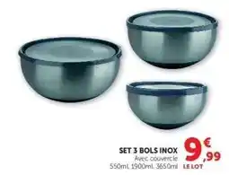 Hyper U SET 3 BOLS INOX offre