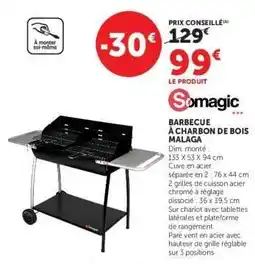 Hyper U BARBECUE À CHARBON DE BOIS MALAGA offre