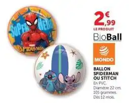 Hyper U Ballon Spiderman ou Stitch offre