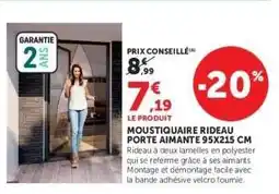 Hyper U Moustiquaire Rideau Porte Aimante 95x215 cm offre