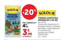 Hyper U TERREAU HORTICOLE ENGRAIS NFU 44-551 offre