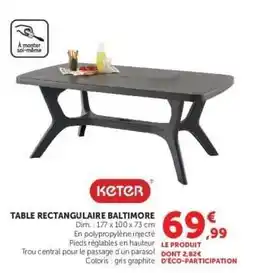 Super U Table Rectangulaire Baltimore offre