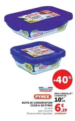 Super U BOITE DE CONSERVATION COOK & GO PYREX offre