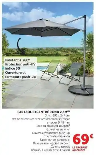 PARASOL EXCENTRÉ ROND 2,5M