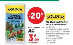 Super U TERREAU HORTICOLE ENGRAIS NF U 44-551 offre