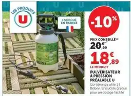 Super U Pulvérisateur à pression préalable U offre