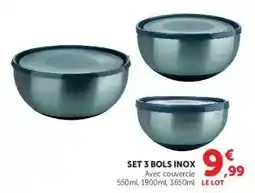 Super U SET 3 BOLS INOX offre