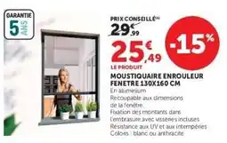 Super U Moustiquaire Enrouleur Fenêtre 130x160 cm offre
