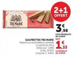 Super U Gaufrettes Tre Marie offre
