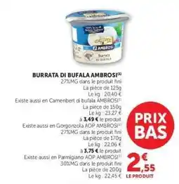Super U BURRATA DI BUFALA AMBROSI offre