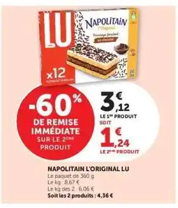Super U Napolitain L'original Lu offre