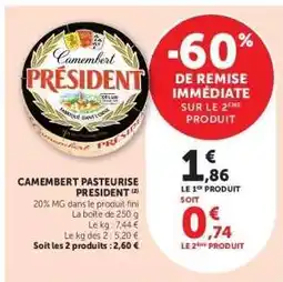 Super U Camembert Pasteurisé Président offre