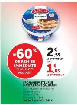 Super U Fromage Pasteurisé Mascarpone Galbani offre