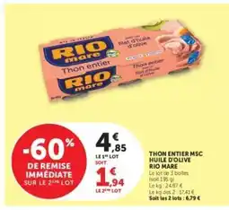 Super U THON ENTIER MSC HUILE D'OLIVE RIO MARE offre