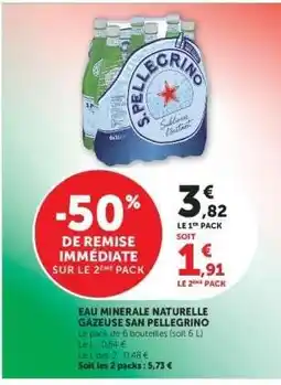Super U Eau Minérale Naturelle Gazeuse 'San Pellegrino' offre
