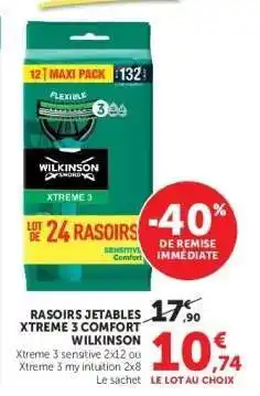 Super U Rasoirs Jetables Xtreme 3 Comfort Wilkinson offre
