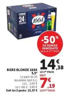 Super U Bière Blonde 1664 offre