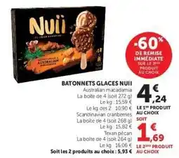 Super U Bâtonnets glacés Nuii offre