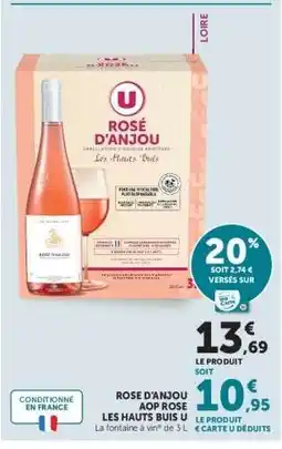 Super U ROSE D'ANJOU AOP ROSE LES HAUTS BUIS U offre