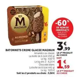 Super U BATONNETS CREME GLACEE MAGNUM offre