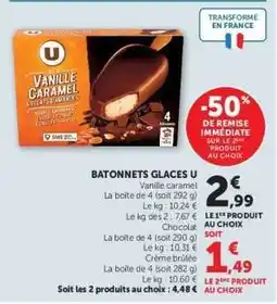 Super U BATONNETS GLACES U offre