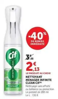 Super U Nettoyant Menager Infinite Clean Cif offre