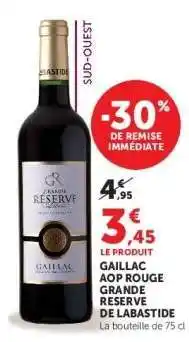 Super U Gaillac AOP Rouge Grande Reserve de Labastide offre