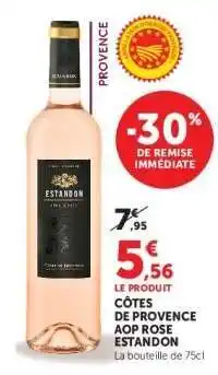 Super U CÔTES DE PROVENCE AOP ROSÉ ESTANDON offre