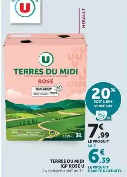 Super U TERRES DU MIDI IGP ROSÉ U offre