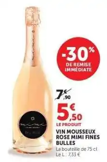 Super U VIN MOUSSEUX ROSE MIMI FINES BULLES offre