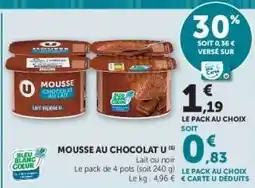 Super U Mousse au chocolat U offre