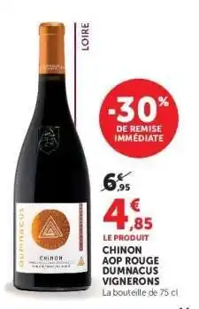 Super U CHINON AOP ROUGE DUMNACUS VIGNERONS offre
