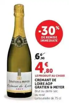 Super U CREMANT DE LOIRE AOP GRATIEN & MEYER offre