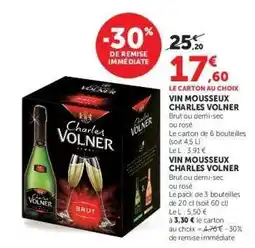 Super U Vin Mousseux Charles Volner offre