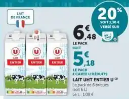 Super U LAIT UHT ENTIER U offre