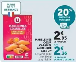 Super U Madeleines Coquilles Cœur Caramel au Beurre Salé U offre