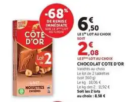 Super U CHOCOLAT CÔTE D'OR offre