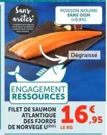 Super U FILET DE SAUMON ATLANTIQUE DES FJORDS DE NORVÈGE U(2/1C) offre