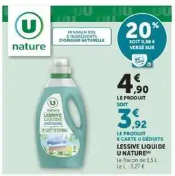 Super U LESSIVE LIQUIDE U NATURE offre